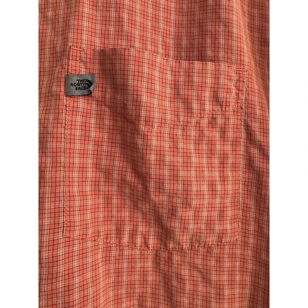 The North Face Men's Long Sleeve Button Shirt Large Orange Hiking Soft Outdoor‎